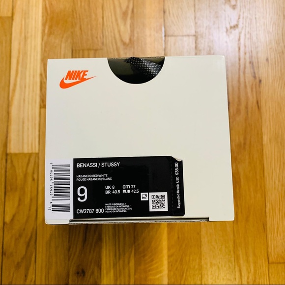 NWT Stussy x Nike Benassi Red Slides - Picture 13 of 15